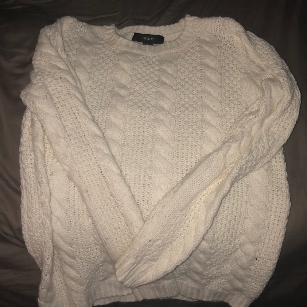 White cable-knit sweater from Forever21!